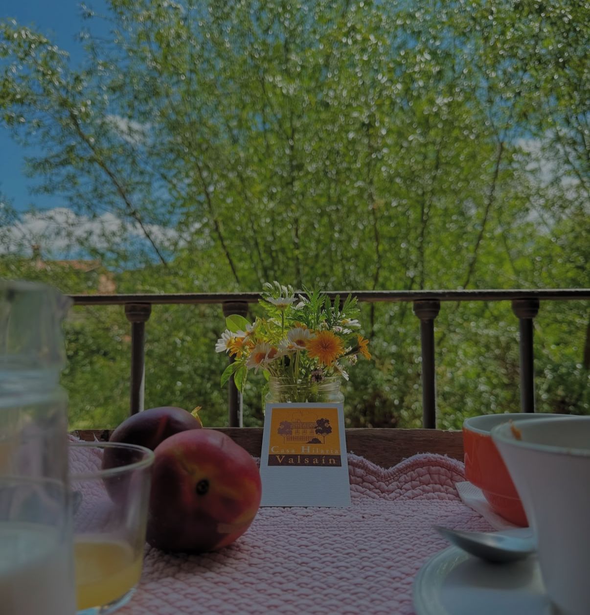 desayuno en terraza privada en El Jardín de la Hilaria